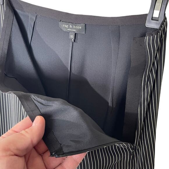 RAG & BONE Women’s Madison Black Striped Layered Silk Pencil Skirt - Picture 7 of 8